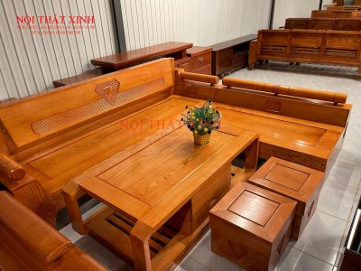 Bộ sofa gỗ khắc kim cương