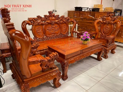 Bộ sofa gỗ khác rồng cao cấp SC10