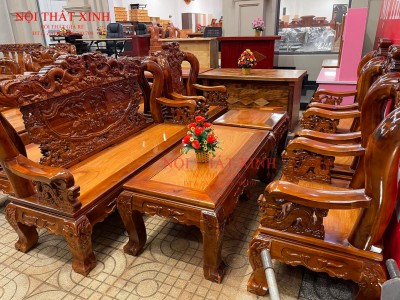 Bộ sofa gỗ cao cấp hoa văn tinh tế