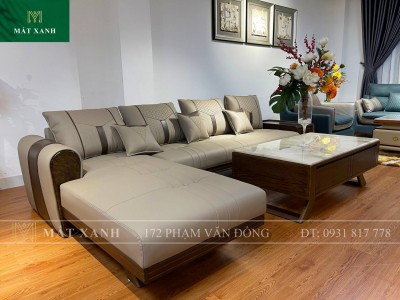 Bộ sofa da xám sang trọng